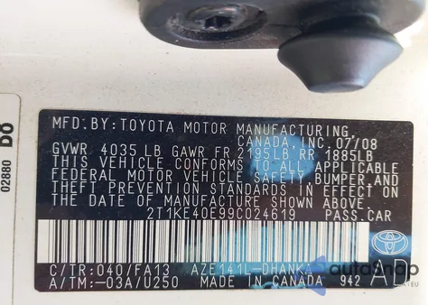 2009 Toyota Matrix S from USA, damaged, VIN 2T1KE40E99C024619